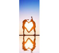 A.Monamour Sticker Porte Autocollant Poster De Porte 3D Silhouette D'Un Couple En Forme De Coeur Sur Plage Au Coucher Du Soleil Vinyle Affiche De Porte Sticker Mural Papier Peint Art Décor 77 x 200 cm