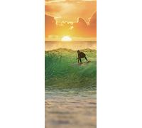 A.Monamour Sticker Porte Autocollant Poster De Porte 3D Surfeur Au Lever Du Soleil Avec Un Thème De Sports De Grande Vague Vinyle Affiche De Porte Sticker Mural Papier Peint Art Décor 90 x 200 cm