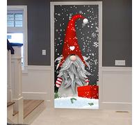 A.Monamour Sticker Porte Autocollant Poster De Porte 3D Tomte Nain Scandinave Traditionnel Avec Bougies Et Coffrets Cadeaux Vinyle Affiche De Porte Sticker Mural Papier Peint Art Décor 83x204cm