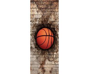 A.Monamour Sticker Porte Autocollant Poster De Porte 3D Un Ballon De Basket Incrusté Dans Un Vieux Mur De Briques Ballons De Sport Vinyle Affiche De Porte Sticker Mural Papier Peint Décor 90 x 200 cm