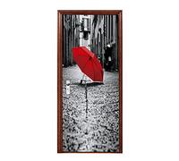 A.Monamour Sticker Porte Autocollant Poster De Porte 3D Un Parapluie Rouge Dans La Rue De La Vieille Ville Vinyle Affiche De Porte Sticker Mural Papier Peint Art Décor 77 x 200 cm