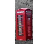 A.Monamour Sticker Porte Autocollant Poster De Porte 3D Une Cabine Téléphonique Rouge En Plein Air Vinyle Affiche De Porte Sticker Mural Papier Peint Art Décor 85x215cm