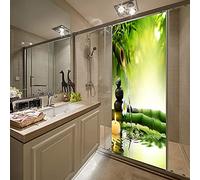 A.Monamour Sticker Porte Autocollant Poster De Porte 3D Vert Bambou Eau Noir Spa Pierres Bougie Zen Méditation Nature Paysage Vinyle Affiche De Porte Sticker Mural Papier Peint Art Décor 95 x 215 cm