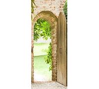 A.Monamour Sticker Porte Autocollant Poster De Porte 3D Vieille Arche en Briques De Pierre avec Porte Ouverte Vinyle Affiche De Porte Sticker Mural Papier Peint Art Décor 77 x 200 cm