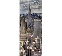 A.Monamour Sticker Porte Autocollant Poster De Porte 3D Vue sur Les Gratte-Ciel De Manhattan New York Vinyle Affiche De Porte Sticker Mural Papier Peint Art Décor 77 x 200 cm