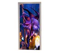 A.Monamour Stickers Muraux 3D Octopus Pourpre dans L'Aquarium National Planet sous-Marine De Copenhague Au Danemark Vinyle Chambre Porte Stickers Papier Peint Peintures Murales Porte Autocollants