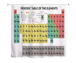 A.Monamour Tableau Périodique des Éléments De La Chimie Colorée Résumé des Décors De Rideaux De Douche en Tissu Imperméable Long Et Épais, avec Crochets 150X180 Cm / 60 "X72