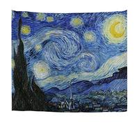 A.Monamour Tapisserie Tenture Murale La Nuit Étoilée De Vincent Van Gogh Peinture Tissu Mandala Hippie Décoration Murale pour Salon Chambre Dortoir 102x153cm
