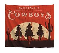 A.Monamour Tapisseries Silhouette De Cow-Boys Équitation Western Chevaux Tentures Murales De l'art Mural Mandala Hippie Tissu Imprimé Art Design Désert Tapisserie Nappe Couvre-Lit