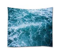 A.Monamour Tapisseries Tempête De La Mer Vagues De La Mer Bleu Eau Texture Art Abstrait Impression Tissu Polyester Tissu Tenture Murale Tapisserie Décors Muraux Rideaux pour La Maison 180X230Cm