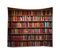 A.Monamour Tapisseries Vieux Suède Bibliothèque Publique Bibliothèque Étagère Bibliothèque Photographie Image Imprimé Tissu Tenture Murale Tapisserie Décorations Murales Salon 130X153Cm / 51 "X60