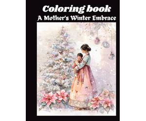 A Mother’s Winter Embrace: A Tender Watercolor Portrait of a Mother and Child Beneath a Snow lit Tree.