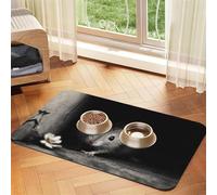 A Mouse in The Darkness Tapis d'alimentation pour chien et chat - En cuir absorbant - Imperméable - Pas de taches - Séchage rapide - Antidérapant - 45 x 30 cm