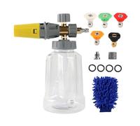 à mousse pour lavage de voiture, corps transparent, bouteille de savon de 1 litre, buse réglable avec connecteur 6,35 mm pour bateaux