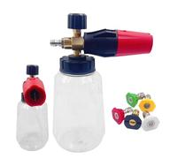 à mousse pour machine à laver sous pression - Pulvérisateur de savon pour système de lavage de voiture - Double connecteur - Mousse haute pression - Fixation de détergent avec 5 buses pour le