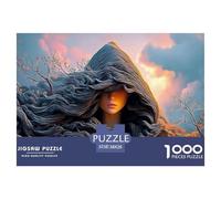 A Mysterious Woman with an Eerie Cloak 1000 Pièces Carton Extra-épais Coffret De Puzzles Nature Spirit Anti-Stress Défi Unique Puzzles pour La Décoration Intérieure 38x26cm/1000pcs