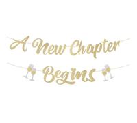 A New Chapter Begins Bannière, Guirlande Décorations Pré-Montées pour Baby Shower Remise de Diplôme Adieux Retraite et Événements Marquants de la Vie (Doré)