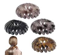 à nid d'oiseau - 4 pièces, à extensible en ABS, à magique, accessoire pour nid d'oiseau, support de coiffure pour queue de cheval | Solution de chigno