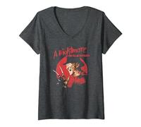A Nightmare on Elm Street Freddy Circle T-Shirt avec Col en V