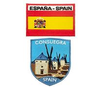 A-ONE Consuegra Lot de 2 écussons brodés avec drapeau de l'Espagne - Broderie de monuments - À coudre ou à coller - N° 299C