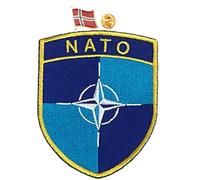 A-ONE Écusson brodé 3D NATO Mark Morale + épinglette de col de campagne de Norvège, applique pour casquette, béret, casque, robe de bataille en toile Molle, sac bomber NO.423+024P