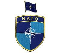 A-ONE Lot de 2 badges de drapeau OTAN + logo de l'OTAN pour accessoires de l'armée, Patch Militaire, fer sur patch sur le thème internatonal n° 423p, bleu, taille unique