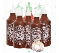 A-One Sriracha Lot de 5 sauces à l'ail 500 ml - Sauce au piment extra garlic - Lot de 5 sauces chili - Sauce épicée - Idéal pour les plats grillés
