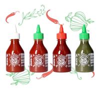 A-ONE Sriracha Sauve Lot de 4 x 200 ml - Sauce chili avec 4 saveurs - Classique épicé, Super Hot, ail, vert - Pack d'essai de sauces épices