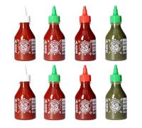 A-ONE Sriracha Sauve Lot de 8 x 200 ml - Sauce chili avec 4 saveurs (2 bouteilles chacune) classique épicée, Super Hot, ail, vert - Pack économique de sauces épicées