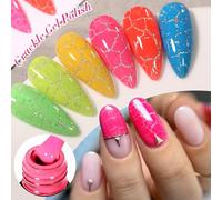 à ongles gel craquelé - Ensemble de gel fluorescent, 6 couleurs longue durée | à ongles résistant aux éclats pour la vie quotidienne, le mariage, les soins de beauté, le salon, les voyag