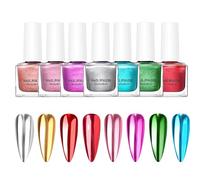 à ongles miroir | à ongles gel longue durée effet miroir - 8 couleurs à séchage rapide - Fournitures d'art pour la maison, le salon, le mariage, les vacances