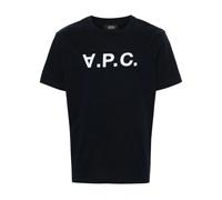 A.p.c., Homme, Tops, Bleu, Taille: XS T-shirt en jersey bleu nuit avec logo