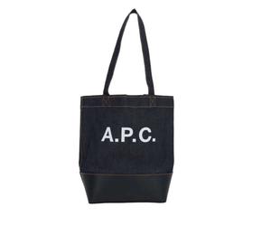 A.p.c. - Sac cabas en denim bleu avec base en cuir - Femme - Sacs - Bleu - Taille: ONE Size