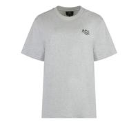 A.p.c. - T-shirt en coton avec logo - Femme - Tops - Gris - Taille: 40 FR