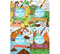 A Paint with Water - Book from the Bible Moses, Noé & The Ark, Creation, Joseph - Just Add Water - Livres de coloriage (lot de 4 livres)