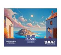A Painting of The Sea in Greece with White Walls 1000 Pièces Carton Extra-épais Coffret De Puzzles Sea Beach Anti-stress Jouet D'anniversaire Puzzles Cadeaux Pour La Famille Et Les Amis 52x38cm/1000pc