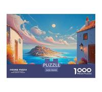 A Painting of The Sea in Greece with White Walls 1000 Pièces Carton Premium Puzzle De Qualité Supérieure Sea Beach Stimulant Et Éducatif Jeu Familial Puzzles pour Adultes Et Enfants 70x50cm/1000pcs