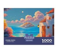 A Painting of The Sea in Greece with White Walls 1000 Pièces Puzzle en Papier Écologique Coffret De Puzzles Sea Beach Extrêmement Difficile Jouet d'anniversaire Puzzles Cadeaux pour La Famille Et Les
