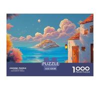 A Painting of The Sea in Greece with White Walls 1000 Pièces Puzzle en Papier Écologique Puzzle Sea Beach Extrêmement Difficile Défi Unique Puzzles Cadeaux pour La Famille Et Les Amis 52x38cm/1000pcs