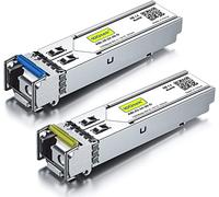 a Pair of 1.25G SFP Bidi Transceiver 1000Base-BIDI, 1550nm/1310nm SMF, up to 20 km, for Cisco, Ubiquiti UniFi UF-SM-1G-S, Mikrotik, D-Link, Supermicro, Netgear and More.