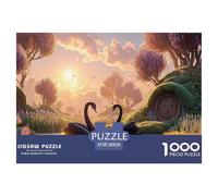 A Pair of Black Swans 1000 Pcs Papier Premium Puzzle Cloud Wave Sunset Stimulant Jigsaw Jouet Éducatif Déco pour Adultes 38x26cm/1000pcs
