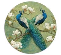 A Pair of Paons Perched on A Magnolia Branch,Puzzles pour Adultes 1000pcs (67.5x67.5cm),Jeux De Défi