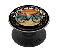 A parlé de la Conception d'une Balade à vélo sur la Plage au Coucher du Soleil PopSockets PopGrip Adhésif