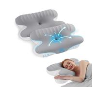 A-Pce 2 Pièces Oreiller en Mousse à mémoire de Forme,Oreiller de Soutien Cervical,avec taie d'oreiller Amovible rafraîchissante,Soulage Les douleurs du Cou et des épaules,Gris