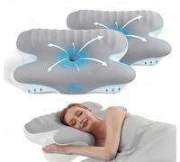 A-Pce 2 Pièces Oreiller en Mousse à mémoire de Forme,Oreiller de Soutien Cervical,avec taie d'oreiller Amovible rafraîchissante,Soulage Les douleurs du Cou et des épaules,Gris