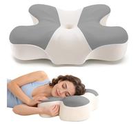 A-Pce Oreiller Ergonomique Cervical pour Soulager la Douleur, Oreiller Memoire Forme Réglable avec Housse Amovible, pour Les Personnes Dormant sur Le Côté, sur Le Dos ou sur Le Ventre, Gris et Blanc