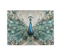 A Peacock Spreads Its Tail Against A White Background Puzzle en bois 500 pièces pour adultes Puzzle stimulant pour jeu de taille 38,1 x 51,8 cm