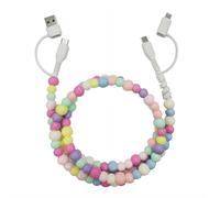 (A) Pearl Beaded Charging Cable - USB-C to Lightning PD Fast Charging Cord for iPhone 17/16/15