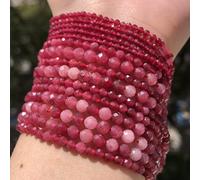 A+ Perles en pierre de rubis naturel Petites perles rondes en cristal rouge pour la fabrication de bijoux à bricoler soi-même Bracelet Perles Fournitures-Rubys, 3mm 110pcs