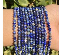 A+ Perles en pierre de rubis naturel Petites perles rondes en cristal rouge pour la fabrication de bijoux à bricoler soi-même Bracelet Perles Fournitures-Lapis Lazuli, 4mm 91pcs